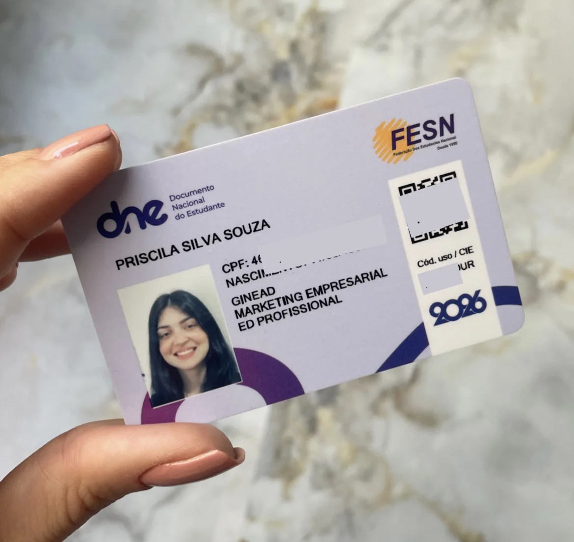 Carteira estudantil física — frente