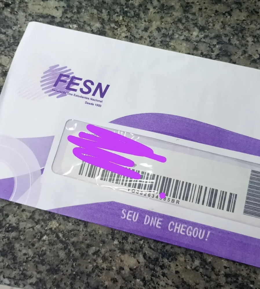 Envelope de entrega da carteira estudantil física