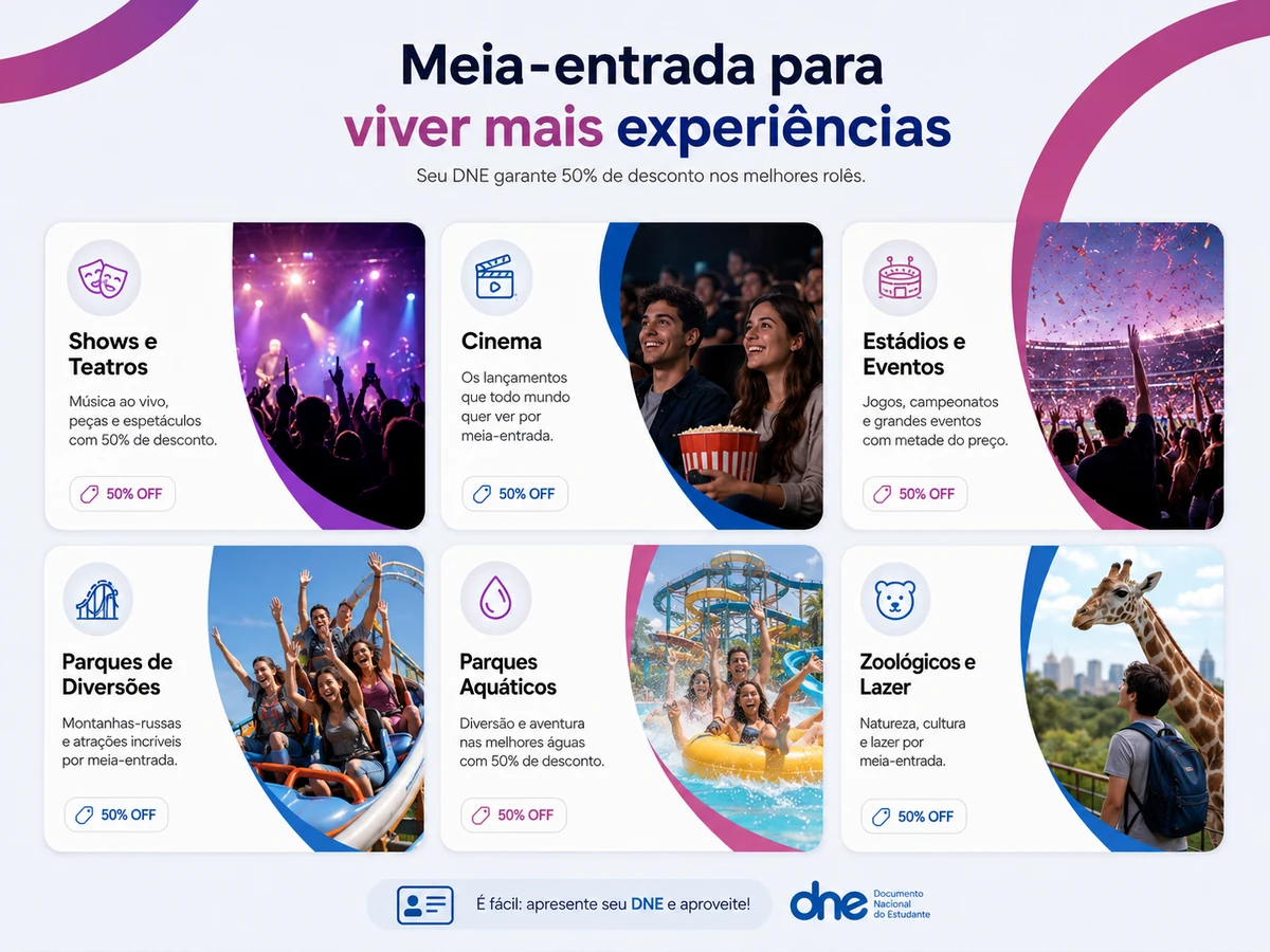 Onde usar a carteira estudantil: shows, cinema, estádios, parques e zoológico